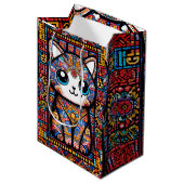 Sac Cadeau Moyen Cute Chat avec charme Motif traditionnel (Devant Angle)