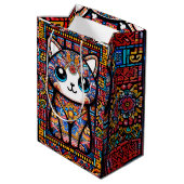 Sac Cadeau Moyen Cute Chat avec charme Motif traditionnel (Dos Angle)