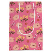 Sac Cadeau Moyen Cute Chat et Fleurs (Dos)