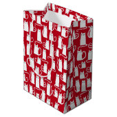Sac Cadeau Moyen Cute Chat Rouge et Blanc Festif (Dos Angle)