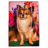 Sac Cadeau Moyen Cute Chihuahua Amide Spring Flowers (Dos)