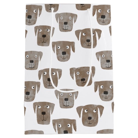 Sac Cadeau Moyen Cute Chocolat Labrador Retriever Chien Motif (Dos)