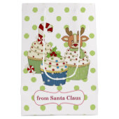 Sac Cadeau Moyen Cute Christmas Cupcake Polkadot Personnalisé (Dos)