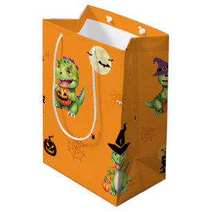 Sac Cadeau Moyen Cute Dinosaur jouer tour citrouille pour traiter h