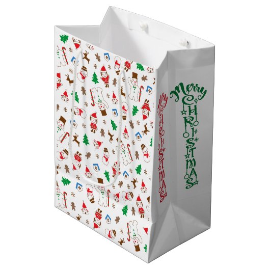 Sac Cadeau Moyen Cute Doodle Character Christmas Gift Bag (Devant Angle)