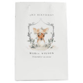 Sac Cadeau Moyen Cute Dusky Deer Floral Crest N'Importe Quel Âge An (Devant)