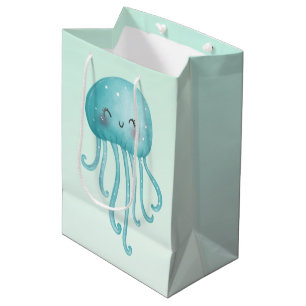 Sac Cadeau Moyen Cute et amusante méduse bleu-vert