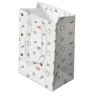 Sac Cadeau Moyen Cute Festive Christmas Elements Gift Bag.