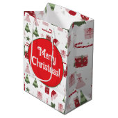 Sac Cadeau Moyen Cute festive editable Merry Christmas (Devant Angle)