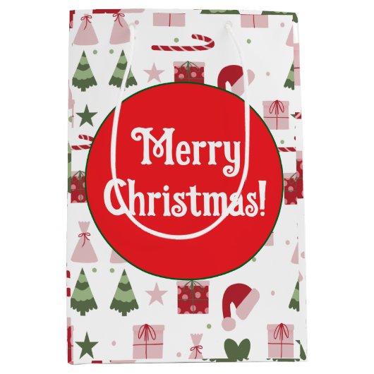 Sac Cadeau Moyen Cute festive editable Merry Christmas (Devant)