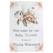 Sac Cadeau Moyen Cute Floral Turtle Baby Shower (Dos)
