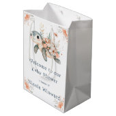 Sac Cadeau Moyen Cute Floral Turtle Baby Shower (Dos Angle)
