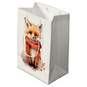Sac Cadeau Moyen Cute Fox Pup in a Red Scarf (Dos Angle)