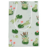 Sac Cadeau Moyen Cute Frogs in Lily Pond (Devant)