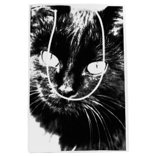 Sac Cadeau Moyen Cute Funky Chat Noir Kitten Eyes croquis