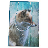Sac Cadeau Moyen Cute Furry Fox sur Blue Grunge Arrière - plan (Dos)