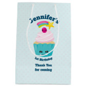 Sac Cadeau Moyen Cute gâteau bleu avec Merci de visage Kawaii (Dos)