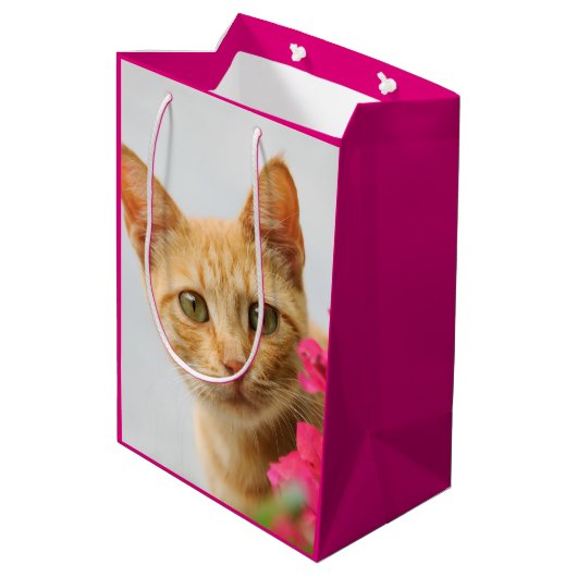 Sac Cadeau Moyen Cute Ginger Chat Kitten Vous Regarder Portrait Pho (Dos Angle)