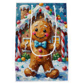 Sac Cadeau Moyen Cute Gingerbread Man Cheerful Christmas Cookie Art (Dos)