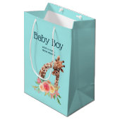 Sac Cadeau Moyen Cute Giraffe Aquarelle Maman & Baby Boy (Devant Angle)
