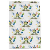 Sac Cadeau Moyen Cute grenouille verte Whimsical avec ballons (Devant)