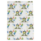 Sac Cadeau Moyen Cute grenouille verte Whimsical avec ballons (Dos)
