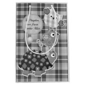 Sac Cadeau Moyen Cute Grey Plaid Turtle and Owl Personalised  (Devant)
