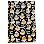 Sac Cadeau Moyen Cute Halloween Ghost Retro Éffrayant Boo Noir (Devant)