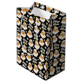 Sac Cadeau Moyen Cute Halloween Ghost Retro Éffrayant Boo Noir (Dos Angle)