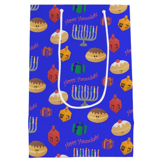 Sac Cadeau Moyen Cute Hannukah Patterned (Dos)