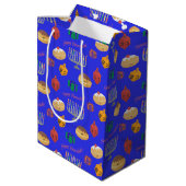 Sac Cadeau Moyen Cute Hannukah Patterned (Dos Angle)