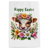 Sac Cadeau Moyen Cute Happy Easter cow customizable (Devant)