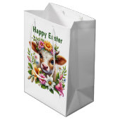 Sac Cadeau Moyen Cute Happy Easter cow customizable (Dos Angle)