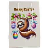 Sac Cadeau Moyen Cute Happy Easter sloth  (Dos)