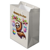 Sac Cadeau Moyen Cute Happy Easter sloth  (Dos Angle)