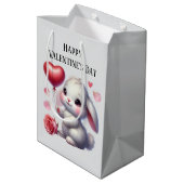 Sac Cadeau Moyen Cute Happy Valentine's Day bunny  (Dos Angle)