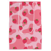 Sac Cadeau Moyen Cute Kawaii Motif de la vache fraise (Dos)