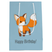 Sac Cadeau Moyen Cute Little Fox Anniversaire bleu (Dos)