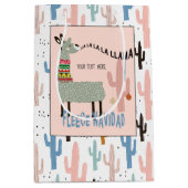 Sac Cadeau Moyen Cute Llama et Pastel Saguaro Cactus Motif (Devant)