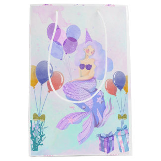 Sac Cadeau Moyen Cute Mermaid Birthday Party
