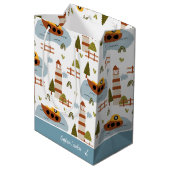 Sac Cadeau Moyen Cute Nautical Lighthouse and Boat Kid Motif (Dos Angle)