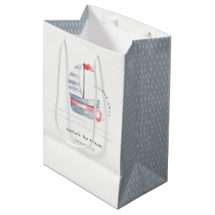 Sac Cadeau Moyen Cute Nautical Soft Red Blue Anniversaire de enfant