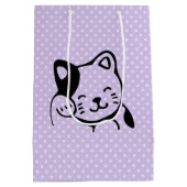 Sac Cadeau Moyen Cute noir et blanc Kitty Chat Waving Bonjour (Dos)