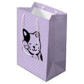 Sac Cadeau Moyen Cute noir et blanc Kitty Chat Waving Bonjour (Dos Angle)