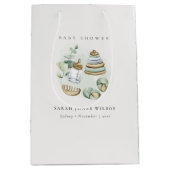 Sac Cadeau Moyen Cute Nursery Essential Baby shower vert feuille (Devant)
