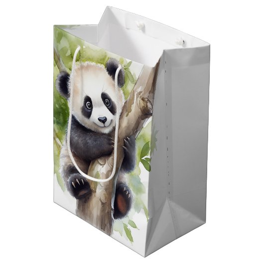 Sac Cadeau Moyen Cute Ours Panda Dans L'Arbre (Devant Angle)