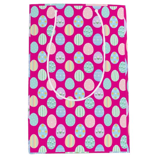 Sac Cadeau Moyen Cute Pastel Easter Eggs Pattern (Devant)