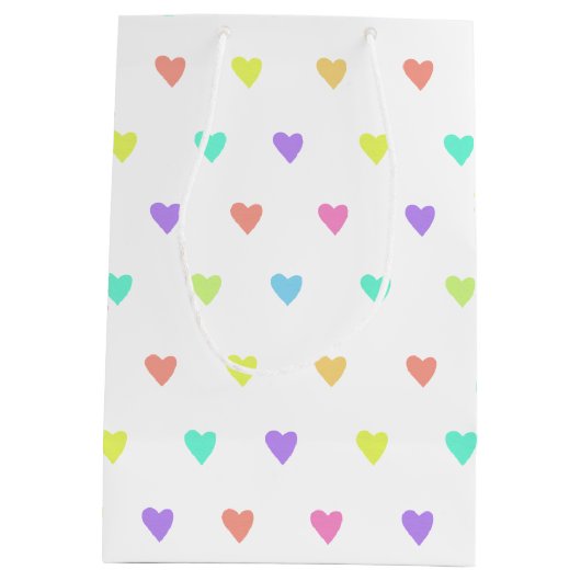 Sac Cadeau Moyen Cute Pastel Rainbow Hearts Motif (Dos)