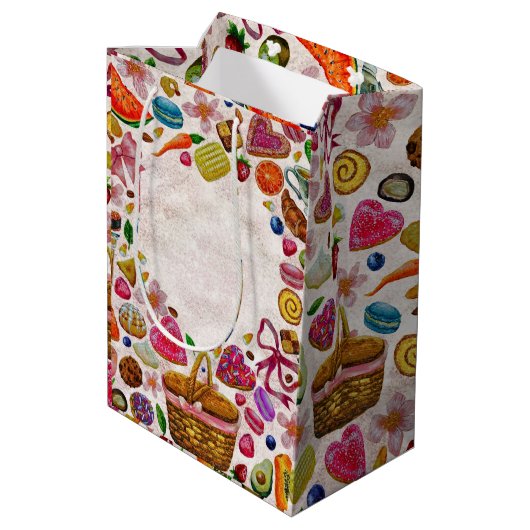 Sac Cadeau Moyen Cute Pastry Confections Sweets (Dos Angle)