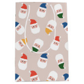 Sac Cadeau Moyen Cute Père Noël fait face au Motif de Noël (Devant)